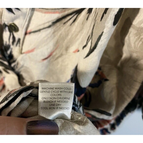 CJ Banks Linen Blend Top Womens 3X Shirt Floral Botanical Short Sleeve Button Up - Picture 9 of 10